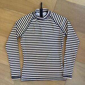 Women’s J.Crew Navy and White Striped Rash Guard